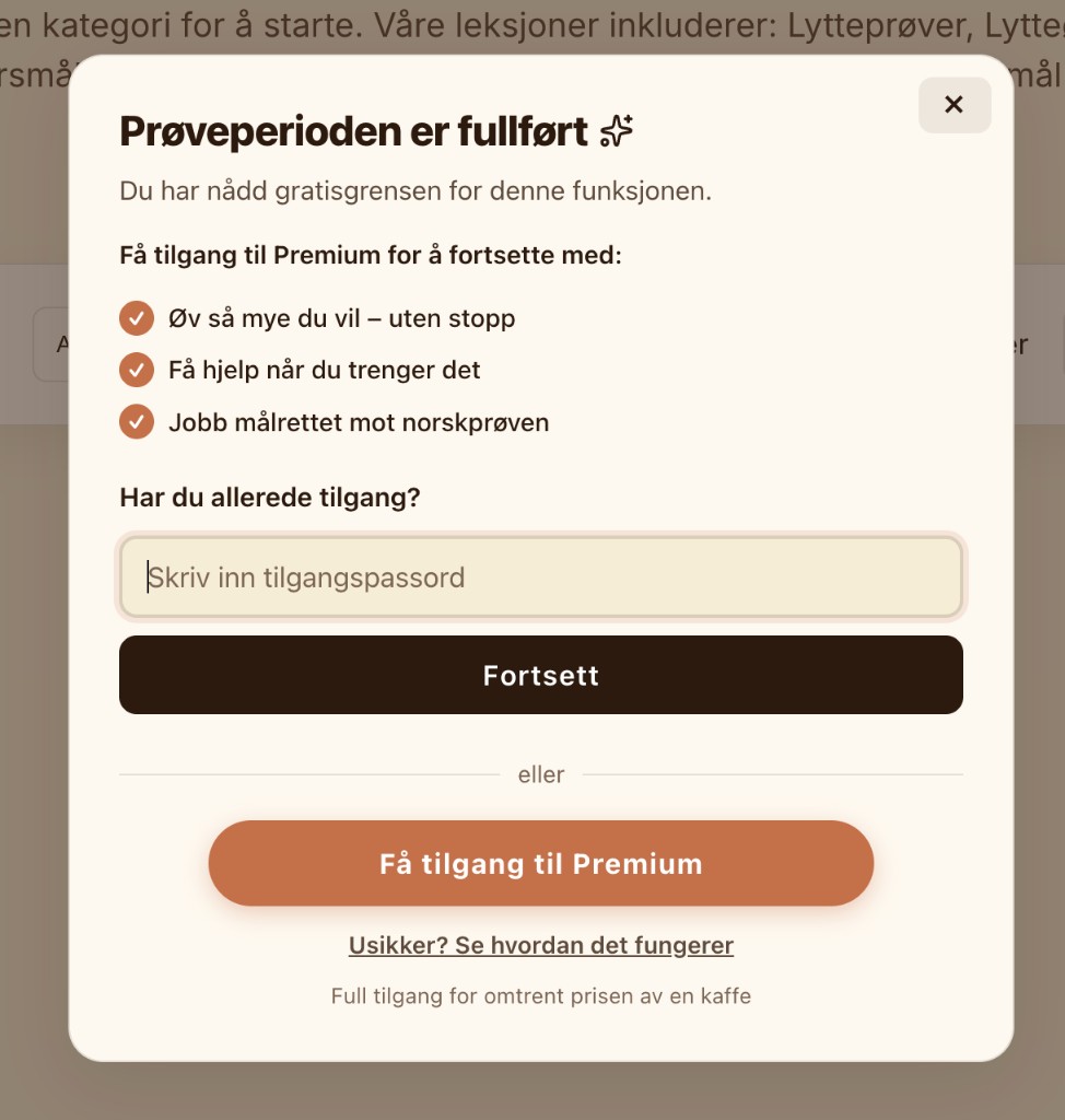 Slik ser vinduet ut. Ikke abonnement.